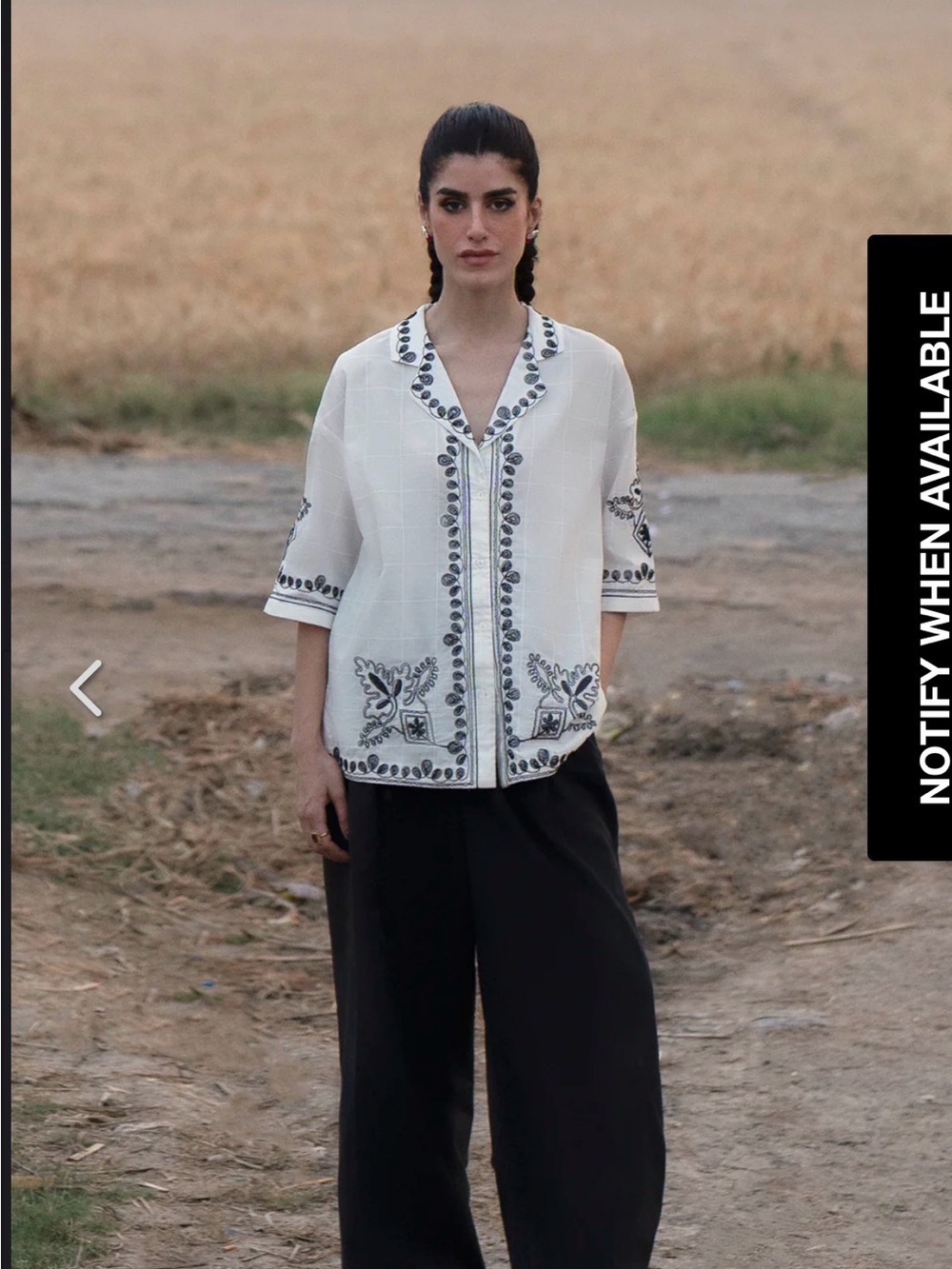 White Embroidered Button-Down Boxy Shirt